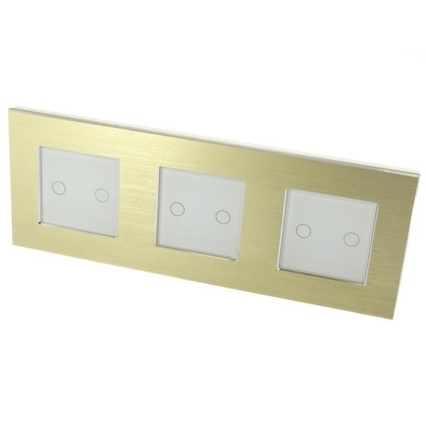 I LumoS PRO Gold Brushed Aluminium Frame & White Insert LED Smart Wi-Fi On/Off Touch Light Switches