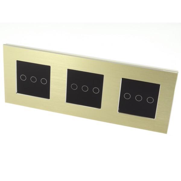 I LumoS PRO Gold Brushed Aluminium Frame & Black Insert LED Smart Wi-Fi On/Off Touch Light Switches