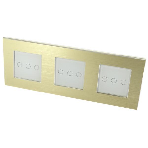 I LumoS PRO Gold Brushed Aluminium Frame & White Insert LED Smart Wi-Fi On/Off Touch Light Switches