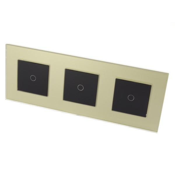I LumoS PRO Gold Glass Frame & Black Insert LED Smart Wi-Fi On/Off Touch Light Switches