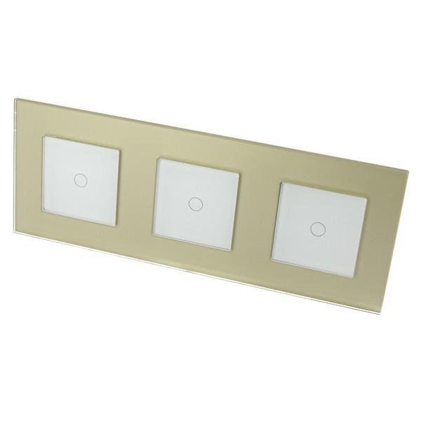 I LumoS PRO Gold Glass Frame & White Insert LED Smart Wi-Fi On/Off Touch Light Switches