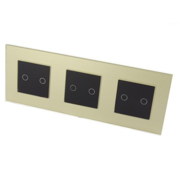 I LumoS PRO Gold Glass Frame & Black Insert LED Smart Wi-Fi On/Off Touch Light Switches