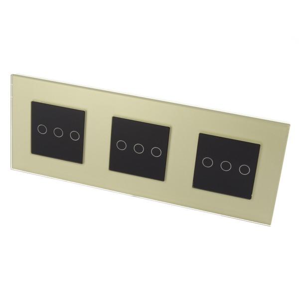 I LumoS PRO Gold Glass Frame & Black Insert LED Smart Wi-Fi On/Off Touch Light Switches