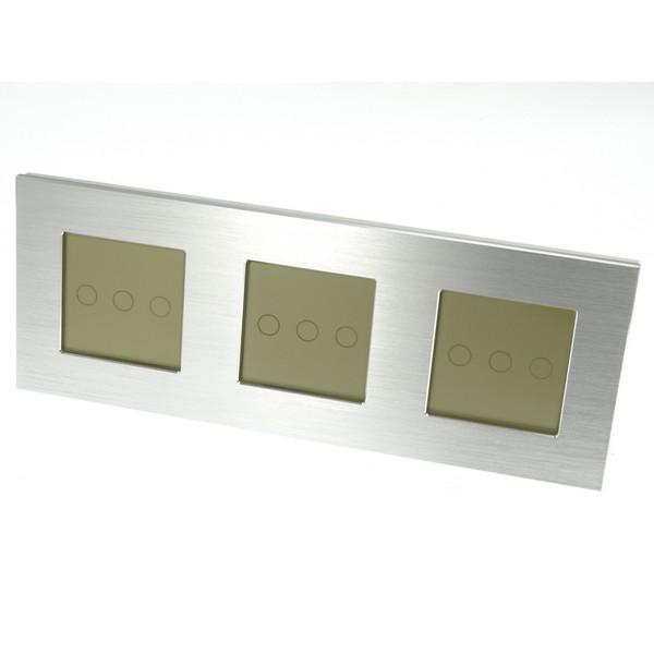I LumoS PRO Silver Brushed Aluminium Frame & Gold Insert LED Smart Wi-Fi On/Off Touch Light Switches
