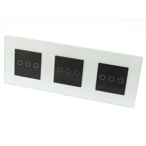 I LumoS PRO White Glass Frame & Black Insert LED Smart Wi-Fi On/Off Touch Light Switches